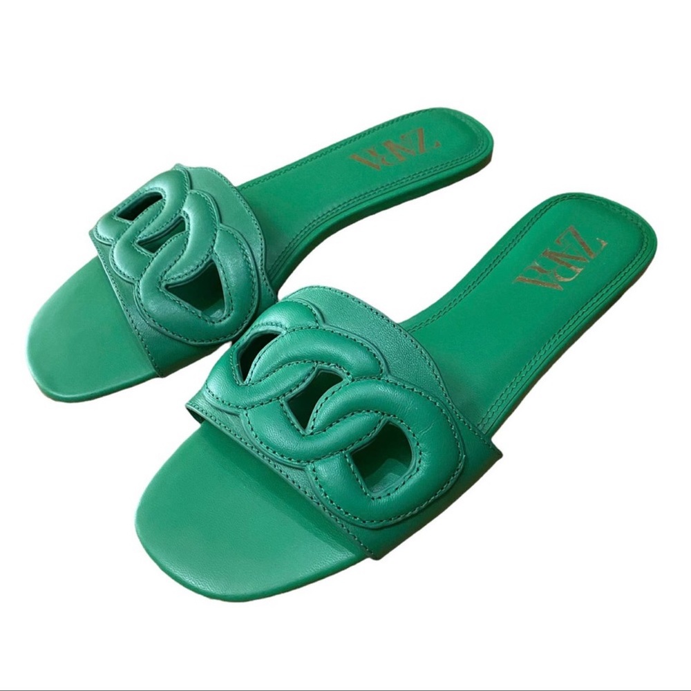 ZARA Green Stitched sandals Size 38